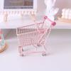 LUOZZY Mini Dollhouse Shopping Cart & Basket for Kids Small Supermarket Handcart Grocery Basket Storage Toy Pretend Play Toy for Boys Girls Toddlers, Pink - 5.313.745.9inch/7.485.313.54inch view 4
