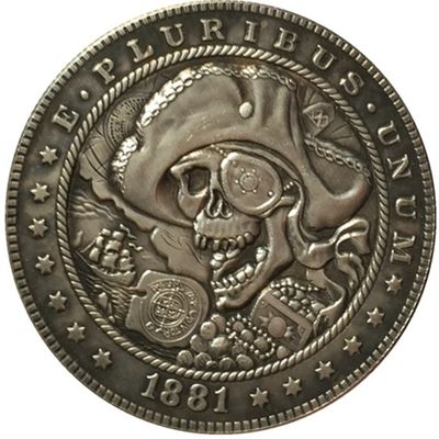 Rare USA United States 1881 CC Hobo Nickel Morgan Dollar Skull Zombie Silver Color Coin. Discover Now!