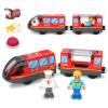 Battery Operated Train Set for Wooden Train Track (w/sound & Magnetic Connection), Powerful Engine Action Locomotive Train Set Fits Brio, Thomas, Chuggington Wooden Tracks, Train Toys for Toddlers 3Y+ view 1