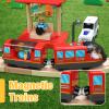 Battery Operated Train Set for Wooden Train Track (w/sound & Magnetic Connection), Powerful Engine Action Locomotive Train Set Fits Brio, Thomas, Chuggington Wooden Tracks, Train Toys for Toddlers 3Y+ view 4