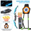 TEMI Bow and Arrow Set for Kids 4-8,Kids Archery Set with LED Lights Includes 10 Suction Cup Arrows, Quivers & Standing Target, Outdoor Toys for Boys & Girls Ages 3-12 Years Old view 3