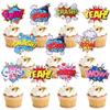 36 PCS Super Hero Boom Cupcake Toppers Smash Crash Pow Cupcake Picks for Celebrating Hero Theme Baby Shower Kids Birthday Party Cake Decorations Supplies view 1