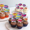 36 PCS Super Hero Boom Cupcake Toppers Smash Crash Pow Cupcake Picks for Celebrating Hero Theme Baby Shower Kids Birthday Party Cake Decorations Supplies view 4