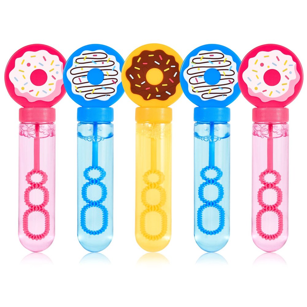 Winrayk Donut Bubble Wands for Kids Party Favors, 24 Large Bubbles Bulk, Carnival Prizes Easter Goody Bag Stuffers Pinata Filler Birthday Gift, Girls Boys Summer Beach Outdoor Toys Donut Party Favors