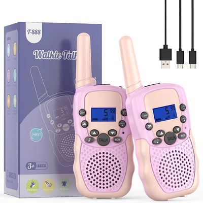 Toys for 3-12 Year Old Girls, Selieve 2 Pack Kids Walkie Talkies Rechargeable with 22 Channels, LED Flashlight and VOX Function, Birthday Gifts for 4 5 6 7 8 9 10 Year Old Girls