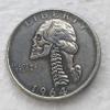 Rare USA United States 1964D Washington Quarter Dollar Skull Zombie Skeleton Silver Color Coin. Discover Now! view 1