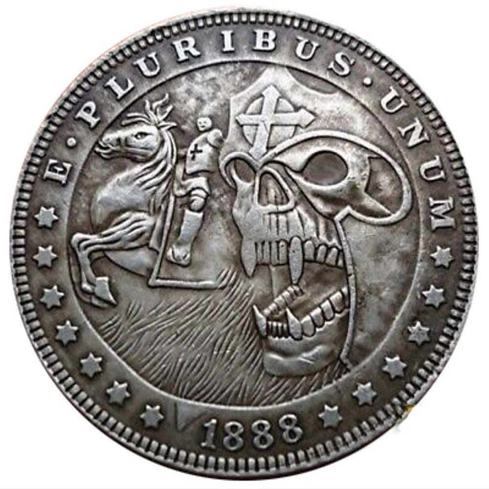 Rare USA United States 1888 Nickel Morgan Dollar Skull Knight Zombie Silver Color Restrike Coin. Discover Now!