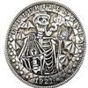 Rare USA United States 1921 Morgan Dollar Skull Zombie Skeleton Pirate Cool Restrike Silver Color Coin. Discover Now! view 1