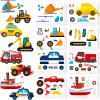 32 Sheets Make a Face Stickers Sheets Make Your Own Sticker Car Truck Airplane Sticker for Kids, 8 Designs DIY Transportation Stickers for Kindergarten Birthday Gift Classroom Nursery Party Favors view 1