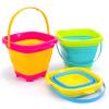 Shindel 3Packs Foldable Pail Bucket, 2L Silicone Collapsible Beach Toys Bucket for Kids, Multi Purpose for Fun Summer Activities, Camping Gear, Beach Essentials view 1