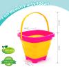 Shindel 3Packs Foldable Pail Bucket, 2L Silicone Collapsible Beach Toys Bucket for Kids, Multi Purpose for Fun Summer Activities, Camping Gear, Beach Essentials view 2