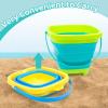 Shindel 3Packs Foldable Pail Bucket, 2L Silicone Collapsible Beach Toys Bucket for Kids, Multi Purpose for Fun Summer Activities, Camping Gear, Beach Essentials view 3