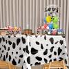 Maitys 12 Pcs Cow Tablecloth 54 x 108 Inch Cow Table Cloths for Parties Cow Tablecloth Cow Party Supplies Disposable Plastic Rectangular Table Cover for Farm Animal Birthday, Black and White view 4