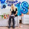 18th Birthday Decoration for Men and Women, Blue Balloons Happy Birthday Banner Metallic Fringe Curtain for 18th Birthday Party Supplies view 3