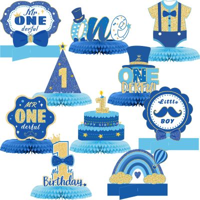 10 Pcs Mr. Onederful Birthday Decorations First Birthday Honeycomb Centerpieces Boys 1st Birthday Party Supplies Mr. Onederful Party Baby 1st Birthday Decorations for Baby Boys First Birthday Party