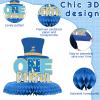 10 Pcs Mr. Onederful Birthday Decorations First Birthday Honeycomb Centerpieces Boys 1st Birthday Party Supplies Mr. Onederful Party Baby 1st Birthday Decorations for Baby Boys First Birthday Party view 3