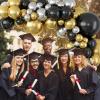 141PCS Black Gold and Silver Balloons Garland Arch Kit, 18 10 5 inch Black and Gold Balloons Garland Kit, Metallic Gold Silver Black Balloons for Graduation Birthday Anniversary Wedding New Year Party view 4