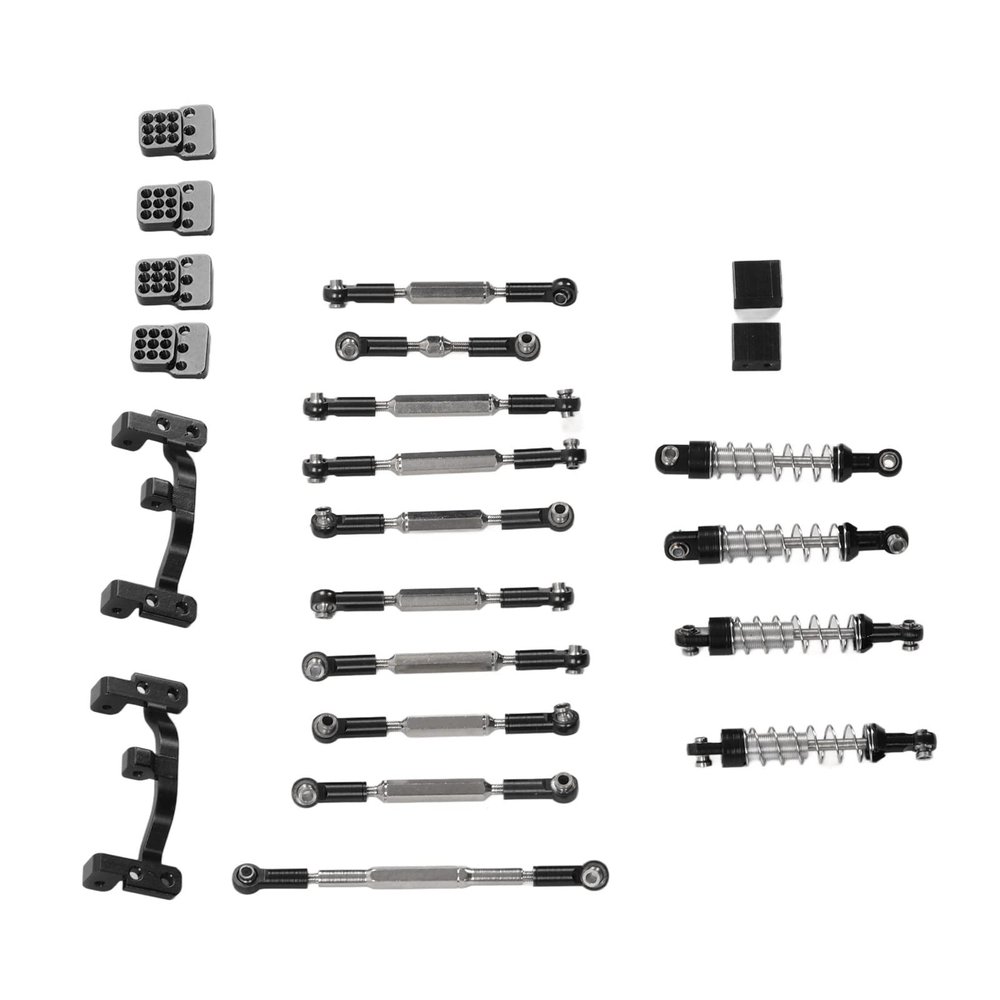 VGEBY RC Car Pull Rod Kit, Aluminum Alloy Shocks Absorber RC Car Pull Rod Kit for WPL C24 C14 C14K C24K Car(Black) Model Accessories Vgeby Rc Kit