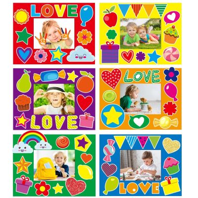 chiazllta 30 Packs Valentine's Day Crafts Holiday Picture Frame Paper Craft Kits for Kids DIY Picture Foam Frame Art Crafts Xmas Holiday Kindergarten Preschool School Classroom Activities Games