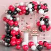 130PCS Red Black White Balloon Garland Arch Kit, 12 10 5 inch Red and Black White Balloons with Confetti Balloons, Latex Party Balloons for Baby Shower Wedding Circus BBQ Casino Poker Cars Decoration view 1