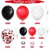 130PCS Red Black White Balloon Garland Arch Kit, 12 10 5 inch Red and Black White Balloons with Confetti Balloons, Latex Party Balloons for Baby Shower Wedding Circus BBQ Casino Poker Cars Decoration view 2