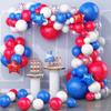 138PCS Red White and Blue Balloon Garland Arch Kit, 18 12 10 5 inch Red and Blue White Balloon Garland with Stars for 4th of July Decorations Birthday Baseball Veterans Memorial Patriotic Day view 1