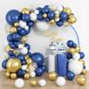 145PCS Navy Blue Gold and White Balloons Garland Arch Kit, 18 12 10 5 inch Navy Blue, White, Metallic Gold and Confetti Balloons Garland, Matte Balloons for Baby Shower, Birthday, Graduation, Wedding view 1