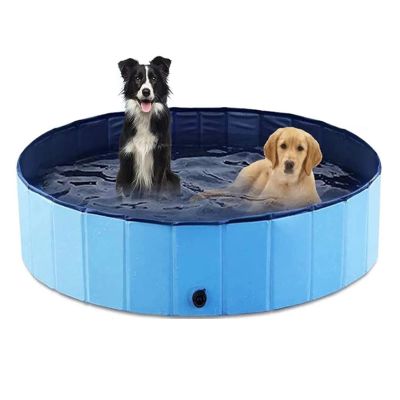 Dog Pool Foldable Dog Paddling Pool Kiddie Pool Dog Swimming Pool PVC Bath Tub Kids Pet Puppy Bathing Tub Portable Wading Pool for Backyard Home Indoor/Outdoor,Blue,160x30cm