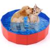 Dog Pool Foldable Dog Paddling Pool Kiddie Pool Dog Swimming Pool PVC Bath Tub Kids Pet Puppy Bathing Tub Portable Wading Pool for Backyard Home Indoor/Outdoor,Red,80x20cm view 1