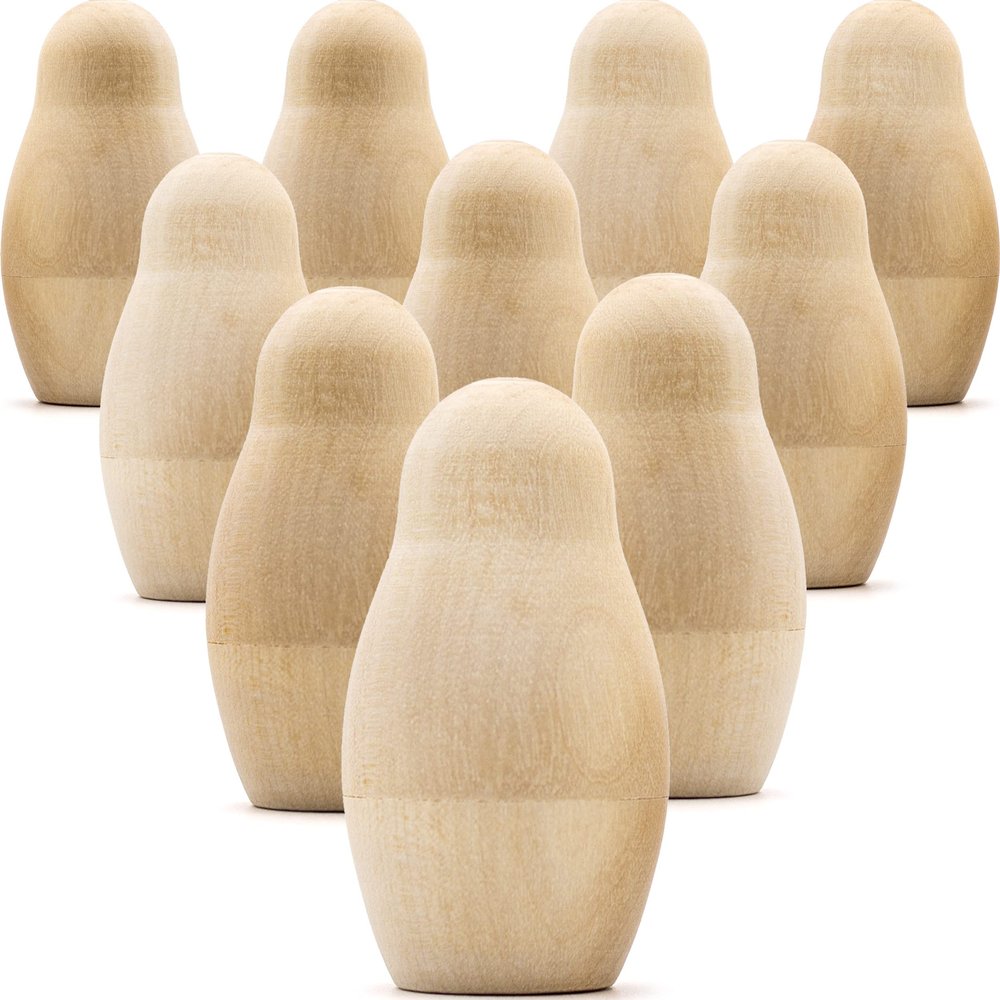 AEVVV Unfinished Nesting Dolls Lot of 10 Sets by 4 pcs - Blank Nesting Dolls - Unpainted Dolls - Wooden Things to Paint
