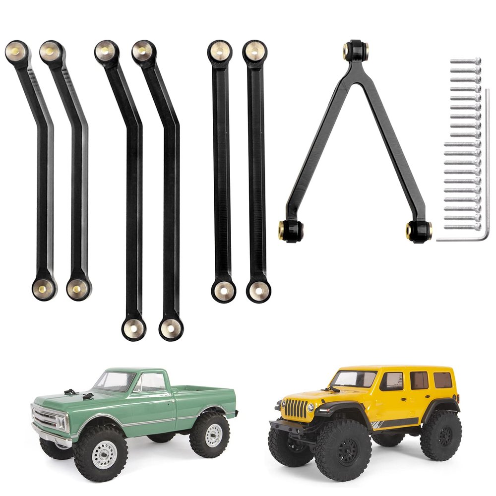 AllinRC High Clearance Chassis Links Set for SCX24 Bronco JLU C10 AXI00001 AXI00002 Axial 1/24 RC Crawler Car (Black)
