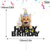 Funny Cat Cake Topper - Orange Happy Birthday Party Decorations Supplies - Cat Lovers Party Decorations for Girls and Boys view 2