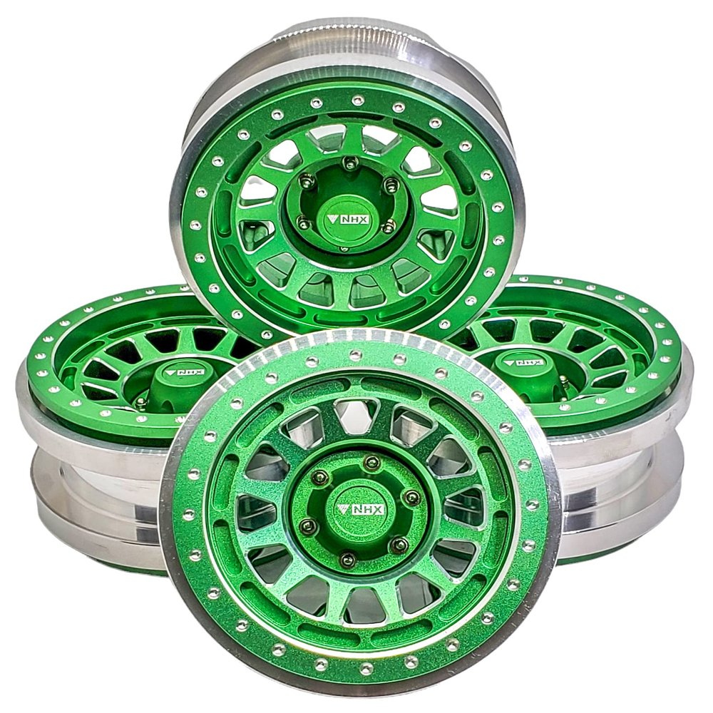 NHX RC Aluminum 2.9'' Beadlock Wheels Rims 17mm Hex Green (4) : 1/6 SCX6