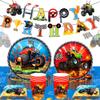 60 PCS Monster Trucks Birthday Decoration Monster Trucks Party Supplies Monster Trucks Party Plates and Napkins Monster Trucks Birthday Banner view 1