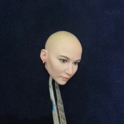 1/6 Scale Female Head Sculpt, Beauty Female Pale Skin Bald Head Carved for 12inches Seamless Action Figure Body Doll (A)