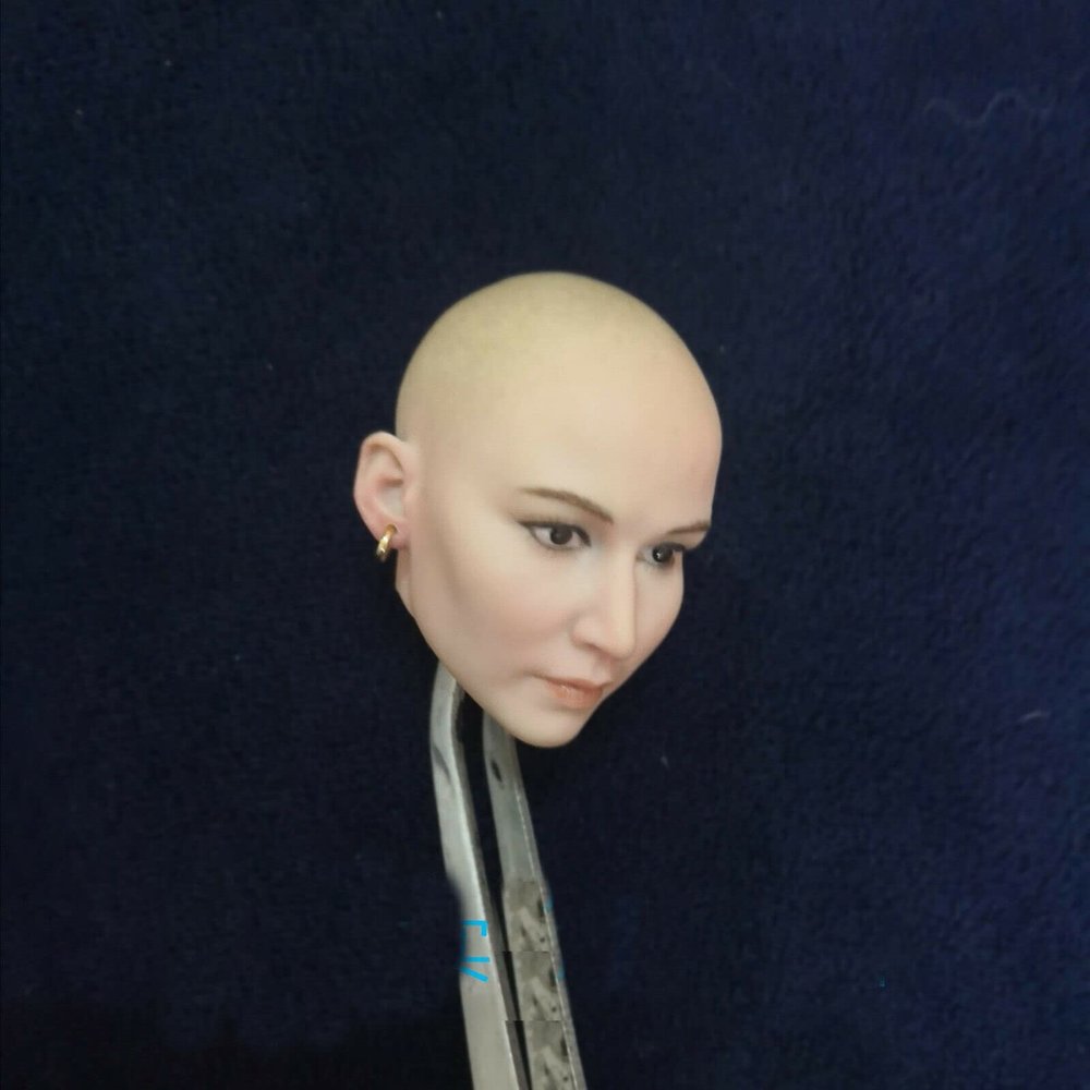 1/6 Scale Female Head Sculpt, Beauty Female Pale Skin Bald Head Carved for 12inches Seamless Action Figure Body Doll (A)