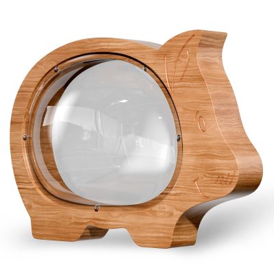 Wooden Clear Piggy Bank for Boys Girls Kids, Large Unbreakable Wood Money Bank, Cute Coin Bank Creative Saving Bank for Christmas Birthday Gift Baby Shower