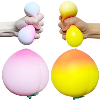 2 Pack Peach Stress Balls Sensory Fidget Toys, Squishy Dough Ball, Fruit Stretchy Stress Ball, Fun and Soft Stress Ball, 2 Colors Squeeze Ball for Anxiety Relief, Improve Focus, Relax