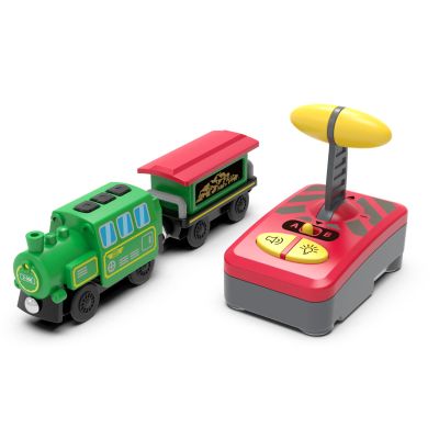 HANQIAN Battery Operated Locomotive Train Set for Wooden Train Track, Electric Remote Control Magnetic Vehicles Toy Powerful Engine Light Train Cars Toy Sets for Kids Toddler Gift