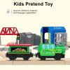 HANQIAN Battery Operated Locomotive Train Set for Wooden Train Track, Electric Remote Control Magnetic Vehicles Toy Powerful Engine Light Train Cars Toy Sets for Kids Toddler Gift view 2