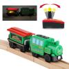HANQIAN Battery Operated Locomotive Train Set for Wooden Train Track, Electric Remote Control Magnetic Vehicles Toy Powerful Engine Light Train Cars Toy Sets for Kids Toddler Gift view 3
