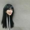 1/6 Scale Female Head Sculpt, Girl Black Hair Pale Skin Head Carved for 12inch Seamless Action Figure Body Doll view 4