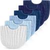 Frienda 6 Pcs Muslin Bibs Burp Cloths for Baby Teething Bandana Bibs 6 Absorbent Layer for Baby Boy Girl Cotton Burping Cloth(Blue Series) view 1
