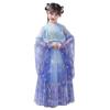 Orihan 3pcs Set Chinese Traditional Dress for Kids Ancient Costume Elsa Princess Hanfu Dress with Big Sleeve Coat (8t,Blue) view 3