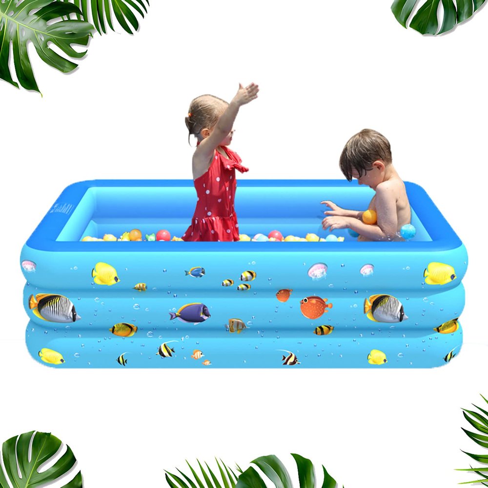 FONOBO Inflatable Pool - Swimming Blow Up Pool with Comfort Floor for Kiddie, Adults, Above Ground Pool Outdoor Garden Backyard Water Party,82.3x53.1x21.6IN