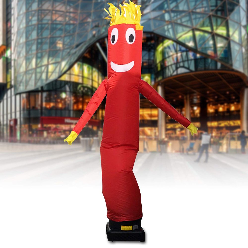 10ft/3M Inflatable Tube Man Wind Sky Wavy Dancer Inflatable Advertising Air Puppet No Blower for Stand Out Advertising (Red)