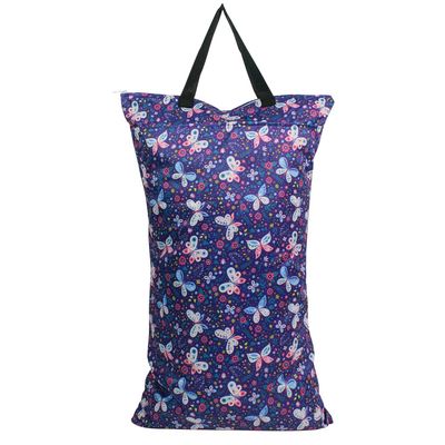 MOMIGO Wet Dry Bags for Baby Cloth Diapers - Large Capacity Reusable, Washable for Stroller, Diapers, Travel Bags, Gym Bag 15.8 * 27.6inch (Butterfly)