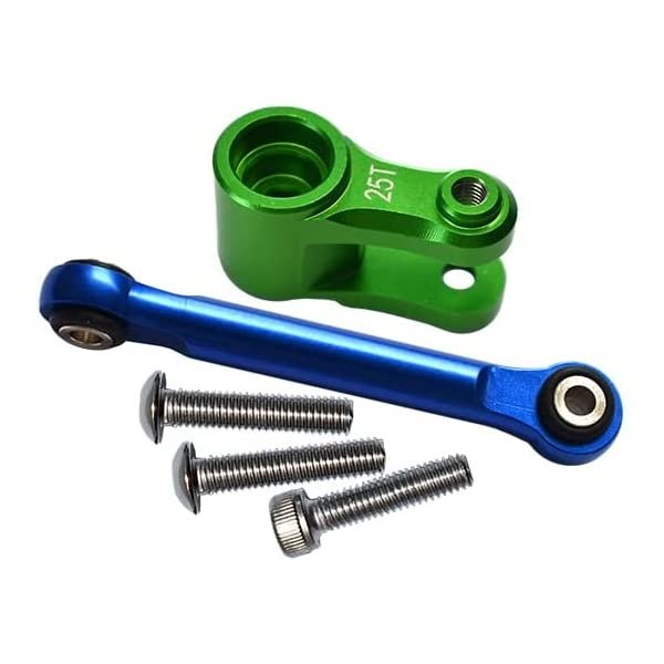 Aluminum Servo Horn 25T With Tie Rod For Traxxas 1:10 4WD MAXX 89076-4 / 4WD MAXX with WideMAXX 89086-4/1:8 4WD Maxx Slash 6S 102076-4 Upgrades - Green