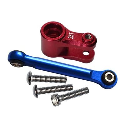 Aluminum Servo Horn 25T With Tie Rod For Traxxas 1:10 4WD MAXX 89076-4 / 4WD MAXX with WideMAXX 89086-4/1:8 4WD Maxx Slash 6S 102076-4 Upgrades - Red