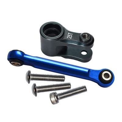 Aluminum Servo Horn 25T With Tie Rod For Traxxas 1:10 4WD MAXX 89076-4 / 4WD MAXX with WideMAXX 89086-4/1:8 4WD Maxx Slash 6S 102076-4 Upgrades - Gray Silver